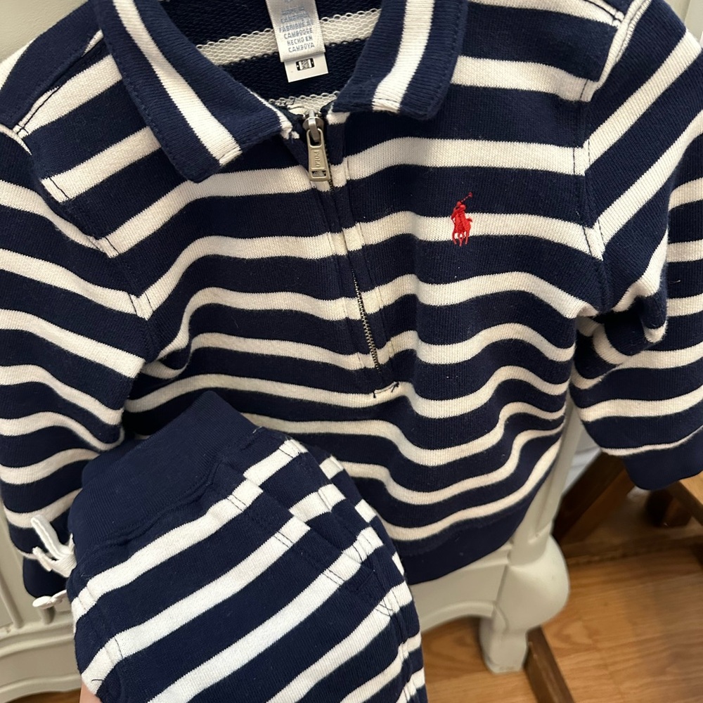 Ralph Lauren Toddler Striped Half-Zip Set